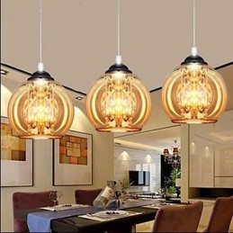 Lampada a sospensione a sfera in vetro, 3 luci, E12/E14, regolabile 100 cm