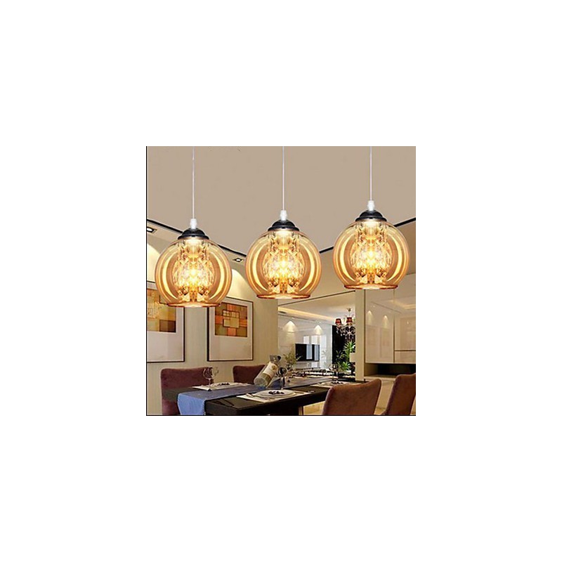 Lampada a sospensione a sfera in vetro, 3 luci, E12/E14, regolabile 100 cm