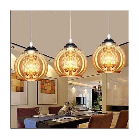 Lampada a sospensione a sfera in vetro, 3 luci, E12/E14, regolabile 100 cm