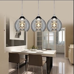 Lampada a sospensione a sfera in vetro, 3 luci, E12/E14, regolabile 100 cm