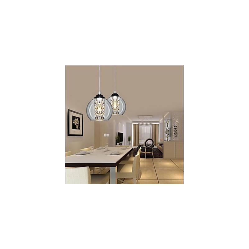 Lampada a sospensione a sfera in vetro, 3 luci, E12/E14, regolabile 100 cm