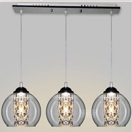 Lampada a sospensione a sfera in vetro, 3 luci, E12/E14, regolabile 100 cm