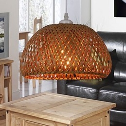 Lampada a sospensione da giardino stile country americano in legno/bambù
