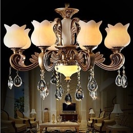 Lampadario a sospensione in cristallo europeo, stile classico retrò