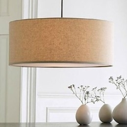 Lampada a sospensione vintage rustica country in tessuto giallo