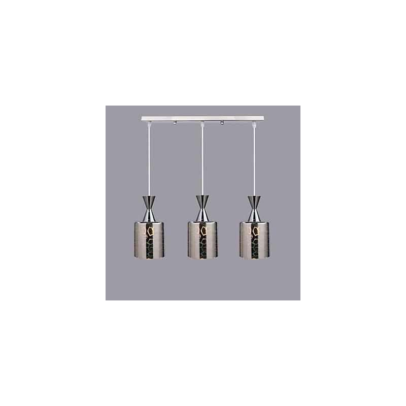 Lampada a sospensione cromata con incisione laser, 3 luci