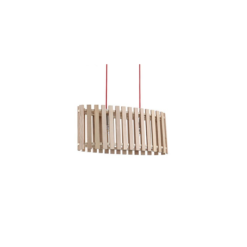 Lampada a sospensione mini moderna contemporanea in legno/bambù gialla, 3 luci E26/E27