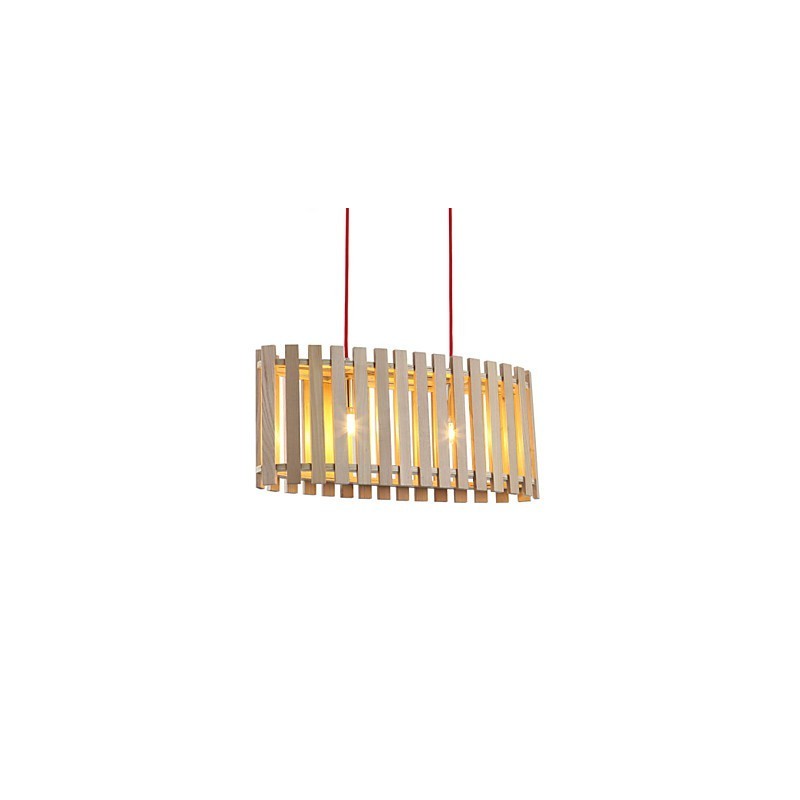 Lampada a sospensione mini moderna contemporanea in legno/bambù gialla, 3 luci E26/E27