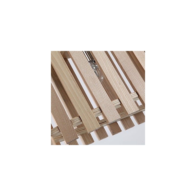 Lampada a sospensione mini moderna contemporanea in legno/bambù gialla, 3 luci E26/E27