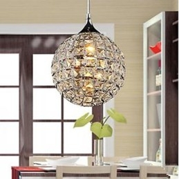 Lampadario a sospensione Crystal Creative Arts Meals a globo cromato in cristallo