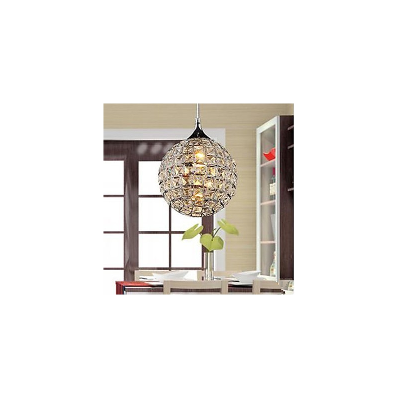 Lampadario a sospensione Crystal Creative Arts Meals a globo cromato in cristallo