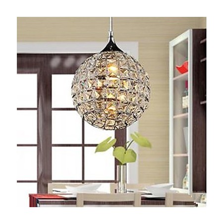 Lampadario a sospensione Crystal Creative Arts Meals a globo cromato in cristallo