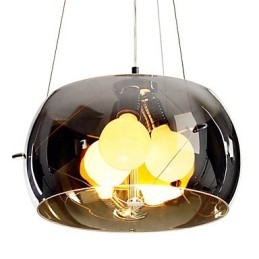 Lampada a sospensione moderna italiana a 3 luci con paralume trasparente nero