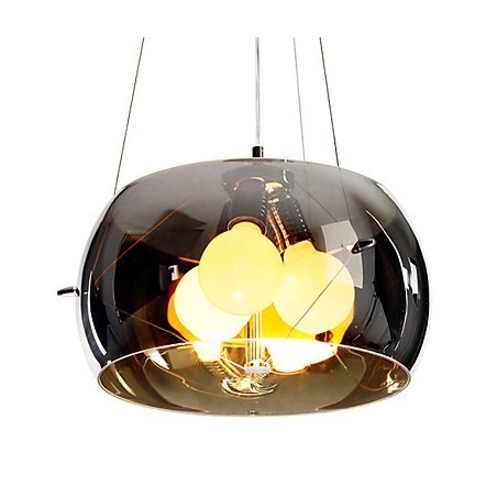 Lampada a sospensione moderna italiana a 3 luci con paralume trasparente nero