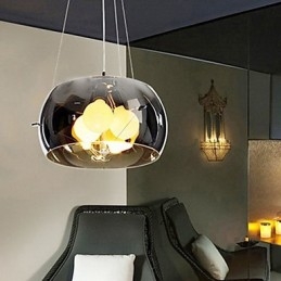 Lampada a sospensione moderna italiana a 3 luci con paralume trasparente nero