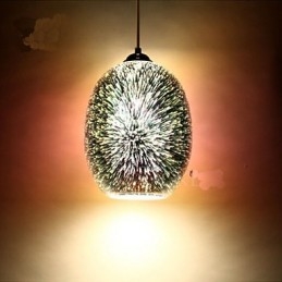 Lampada a sospensione in vetro creativo 3D argento