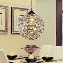 Lampadario a sospensione Crystal Creative Arts Meals a globo cromato in cristallo