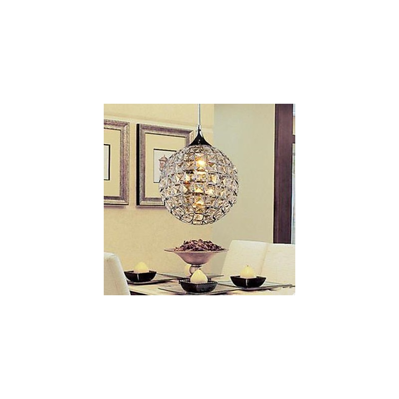 Lampadario a sospensione Crystal Creative Arts Meals a globo cromato in cristallo