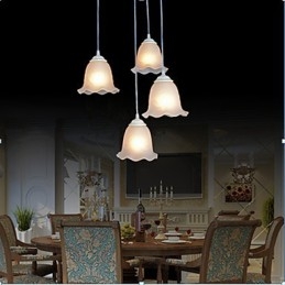 Lampadario a sospensione retrò classico bianco a 4 luci