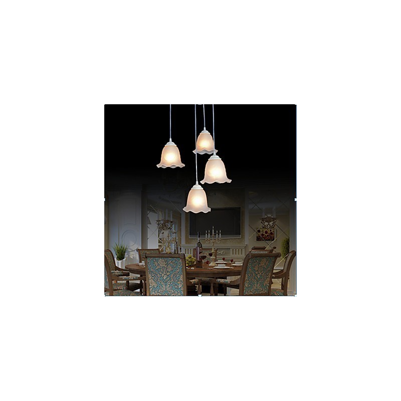 Lampadario a sospensione retrò classico bianco a 4 luci
