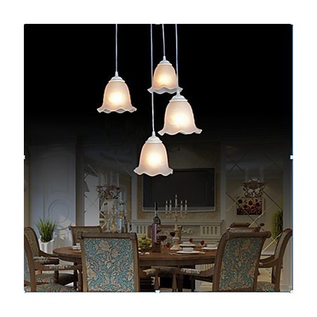 Lampadario a sospensione retrò classico bianco a 4 luci