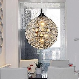Lampadario a sospensione Crystal Creative Arts Meals a globo cromato in cristallo