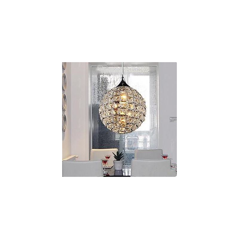 Lampadario a sospensione Crystal Creative Arts Meals a globo cromato in cristallo
