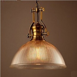 Lampadario a sospensione in vetro trasparente bronzo stile retrò europeo americano