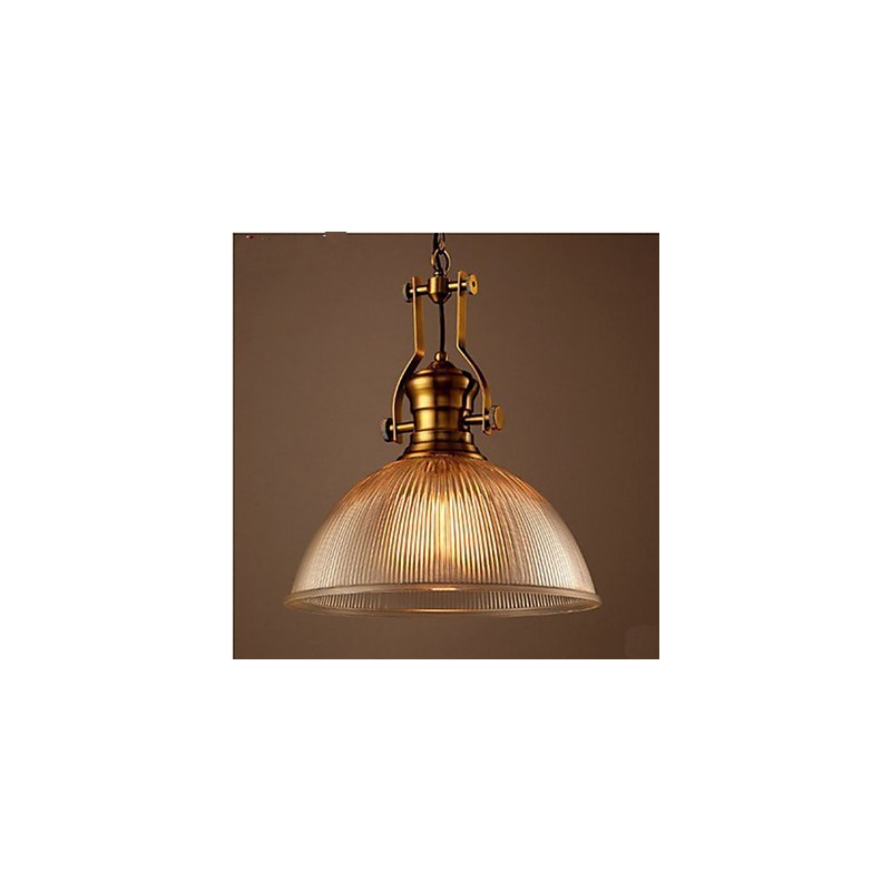 Lampadario a sospensione in vetro trasparente bronzo stile retrò europeo americano