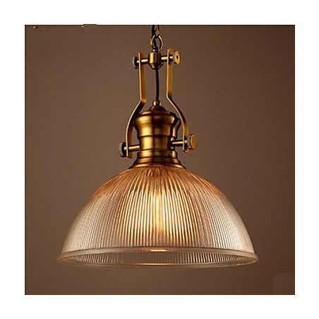 Lampadario a sospensione in vetro trasparente bronzo stile retrò europeo americano