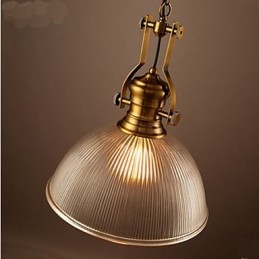 Lampadario a sospensione in vetro trasparente bronzo stile retrò europeo americano