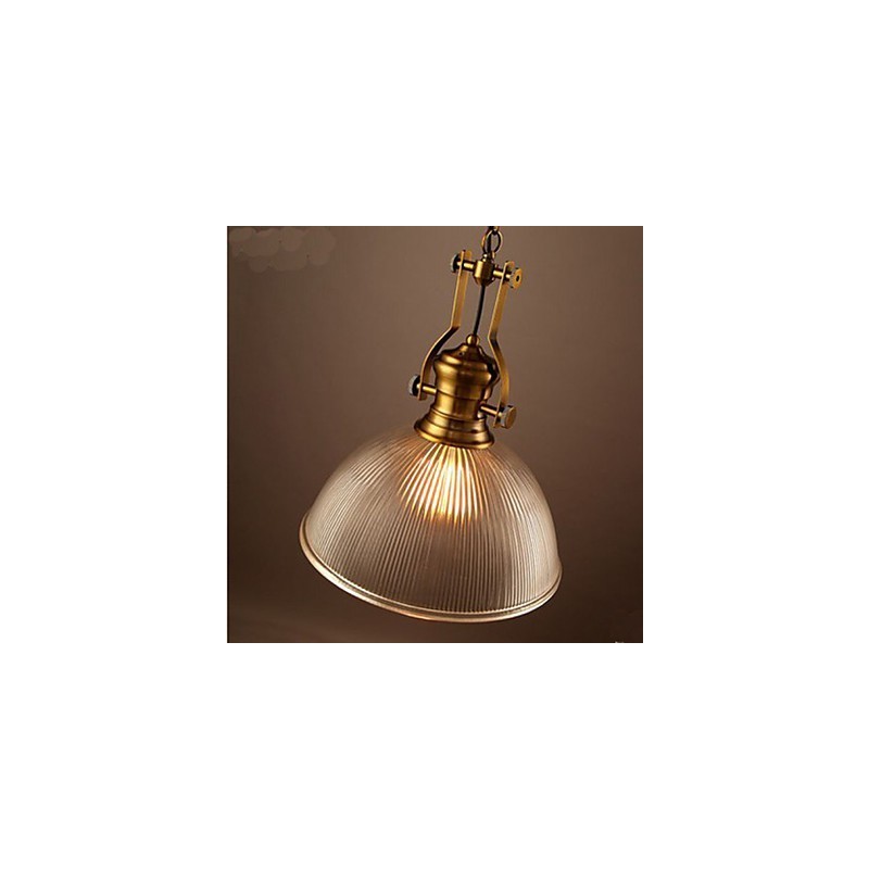 Lampadario a sospensione in vetro trasparente bronzo stile retrò europeo americano