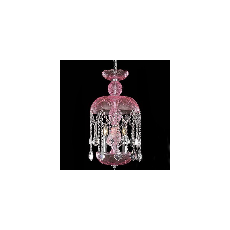 Lampada a sospensione moderna in cristallo rosa bronzo 3 luci