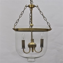 Lampadario a sospensione in vetro a campana, stile country americano, 3 luci E12/E14