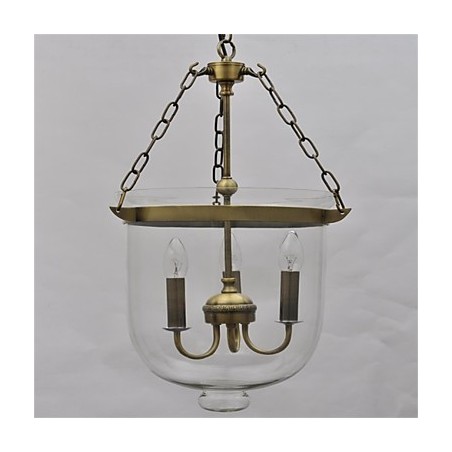 Lampadario a sospensione in vetro a campana, stile country americano, 3 luci E12/E14