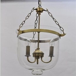 Lampadario a sospensione in vetro a campana, stile country americano, 3 luci E12/E14