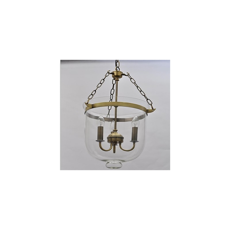 Lampadario a sospensione in vetro a campana, stile country americano, 3 luci E12/E14