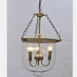 Lampadario a sospensione in vetro a campana, stile country americano, 3 luci E12/E14