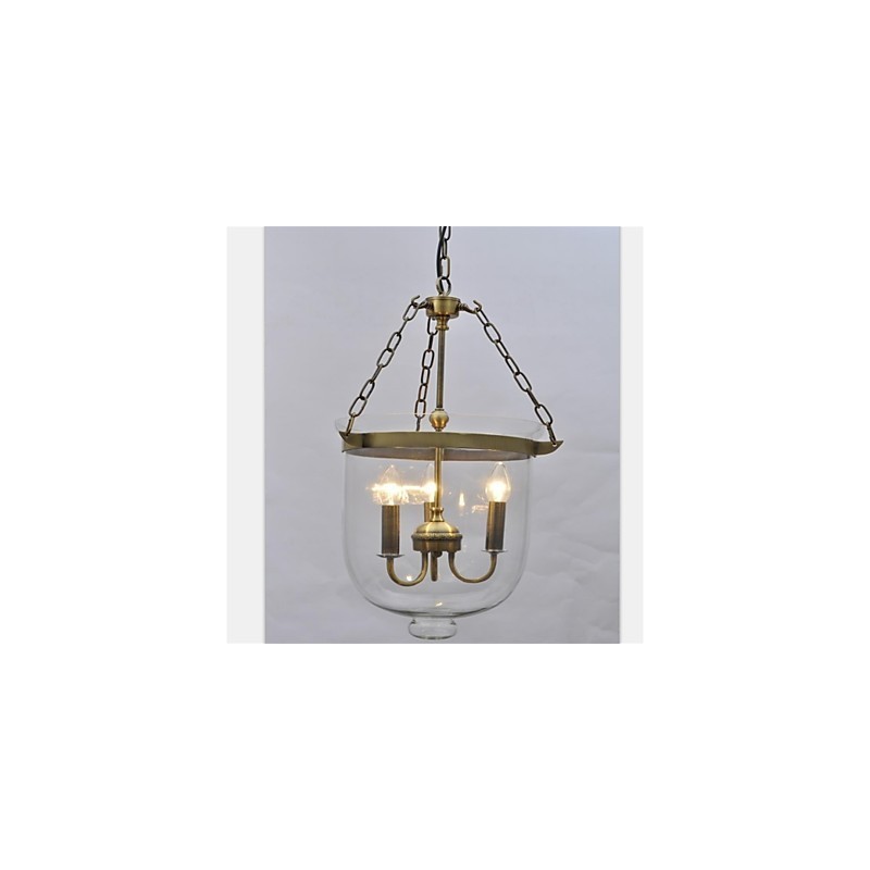 Lampadario a sospensione in vetro a campana, stile country americano, 3 luci E12/E14