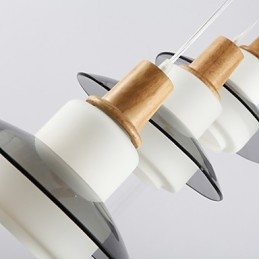 Lampada a sospensione mini moderna contemporanea bianca in legno e vetro
