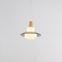Lampada a sospensione mini moderna contemporanea bianca in legno e vetro