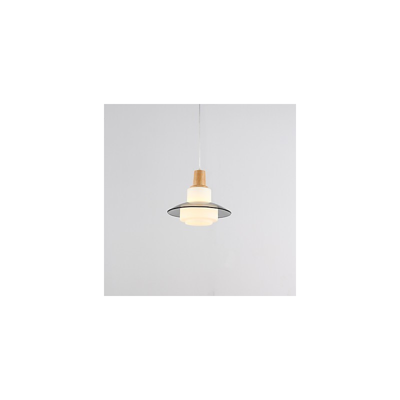 Lampada a sospensione mini moderna contemporanea bianca in legno e vetro
