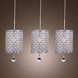 Lampada a sospensione in cristallo cromato moderna