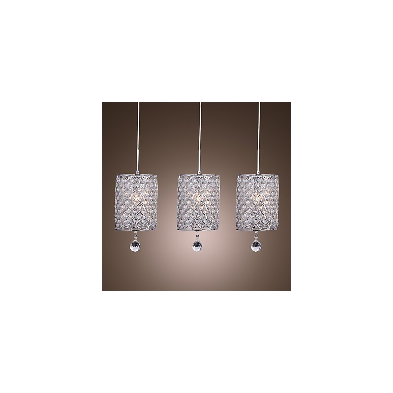 Lampada a sospensione in cristallo cromato moderna