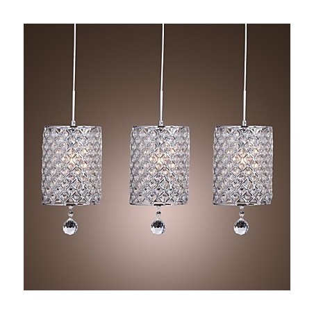 Lampada a sospensione in cristallo cromato moderna