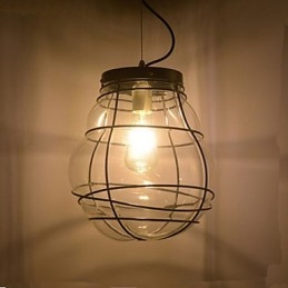 Lampada a sospensione retrò in vetro nero con 3 luci E26/E27
