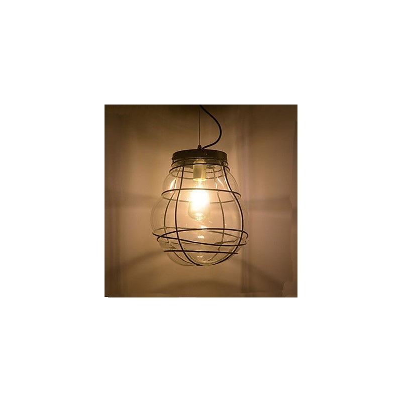 Lampada a sospensione retrò in vetro nero con 3 luci E26/E27