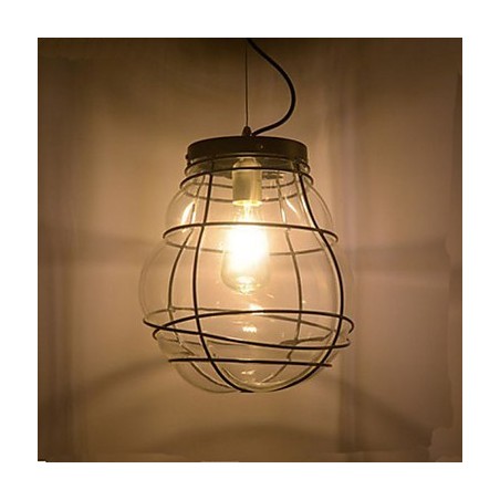 Lampada a sospensione retrò in vetro nero con 3 luci E26/E27