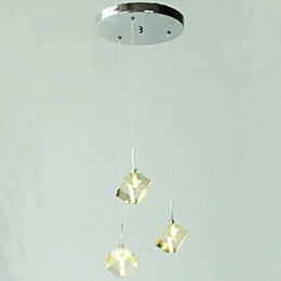 Lampada a sospensione in cristallo a tre teste argento