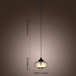 Lampada a sospensione in vetro trasparente con bolle marroni